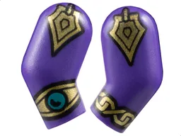 Arm, (Matching Left and Right) Pair with Gold Armor and Bracelets with Dark Turquoise Jewel Pattern / Dark Purple