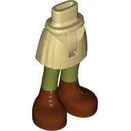Minidoll Hips and Short Skirt with Olive Green Legs, Reddish Brown Boots / Tan