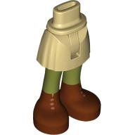 Lego Minidoll Hips and Short Skirt with Olive Green Legs, Reddish Brown Boots / Tan