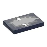 Tile 2 x 3 with Pixelated Squid Face Print / Dark Blue