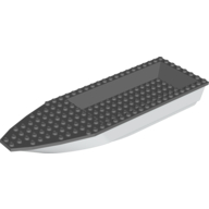 Lego Boat 28 x 8 with Dark Bluish Gray Top [Complete Assembly] / White
