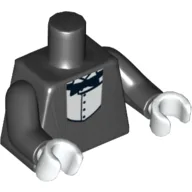 Torso, Jacket Formal with Black Vest, White Shirt and Black Bow Tie Print, Black Arms, White Hands / Black