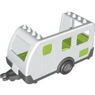 Duplo Caravan with Bright Green Interior and Dark Bluish Gray Base / White