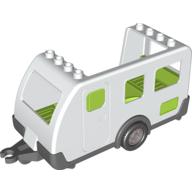 Lego Duplo Caravan with Bright Green Interior and Dark Bluish Gray Base / White