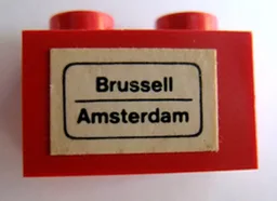 Brick 1 x 2 with 'Brussell - Amsterdam' Pattern (Sticker) - Set 164