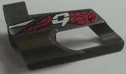 Technic, Panel Fairing # 6 Small Short, Large Hole, Side B with Silver Number 9, Red and Black Pattern (Sticker) - Set 8354