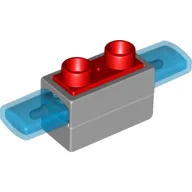Duplo Siren with Light & Sound, 1 x 2 Base with Red 2 Stud Button on Top / Light Bluish Gray