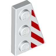 Wedge Plate 3 x 2 Right with Red Stripes Print