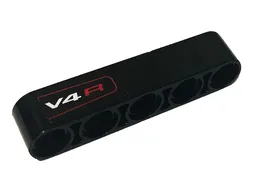 Technic, Liftarm Thick 1 x 5 with 'V4 R' and Red Stripe Pattern (Sticker) - Set 42107