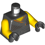 Lego Torso Robe with Orange Trim and Belt Print, Yellow Arms, Black Hands / Black