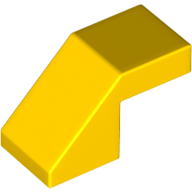 Lego Brick Sloped 45° 2 x 1 with 2/3 Inverted Cutout and no stud / Yellow