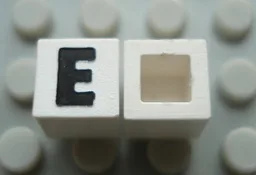 Modulex Tile 1 x 1 with Black 'E' Print with No Lining
