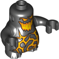 Lego Body Nexo Knights Scurrier with Black Arms and with Orange and Yellow Eyes and Open Smile and Rock Cracks Print / Black