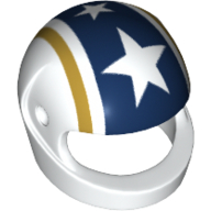 Lego Helmet, Standard with Gold and Dark Blue Stripes with Large Stars Print / White