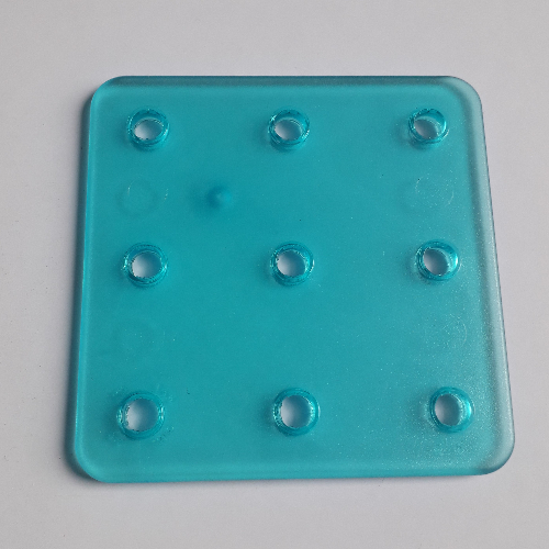 Lego Clikits Connector, Square 8 x 8 with 9 Holes / Trans-Light Blue