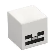 Minifig Head Special, Cube with Skeleton Face Print / White