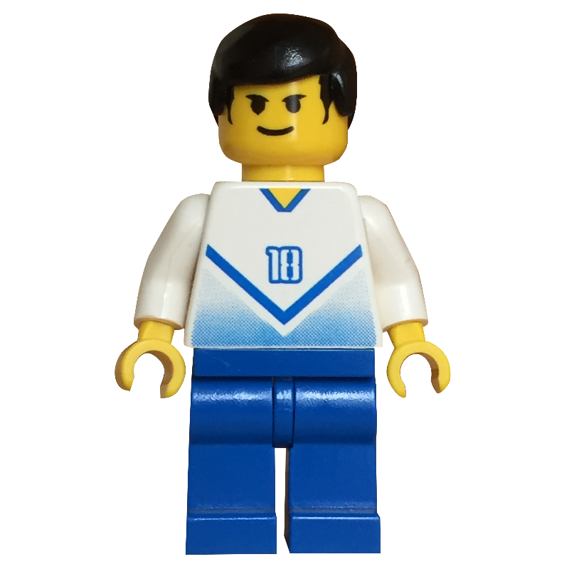 Lego Soccer Player White Torso, Blue Legs, #18