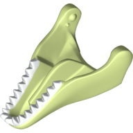 Lego Animal Body Part, Dinosaur, Tyrannosaurus Rex Lower Jaw with White Teeth Print / Yellowish Green