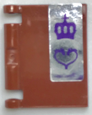 Lego Minifigure, Utensil Book Cover with Dark Purple Crown and Heart on Silver Background Pattern (Sticker) - Set 40307