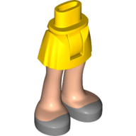 Lego Minidoll Hips and Short Skirt with Light Nougat Legs and Silver Shoes [Thick Hinge] / Yellow