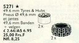 White Hubs & Tires / 49.6 mm Tyres & Hubs