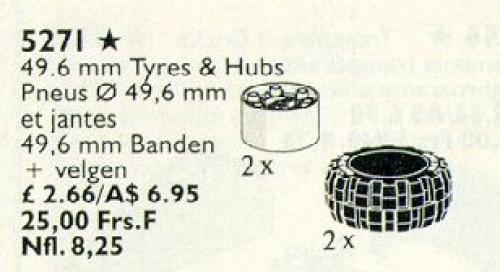 Lego White Hubs & Tires / 49.6 mm Tyres & Hubs