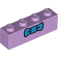 Lego Brick 1 x 4 with Dark Azure Bow Tie Print (Krusty the Clown) / Lavender