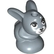 Animal, Rabbit / Bunny, Baby Sitting with Black Eyes, White Nose, Eyebrows Print (Young Melody) / Sand Blue