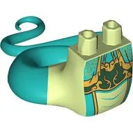 Lower Body with Tail Dark Turquoise with Robe, Dark Green Shirt, Gold Decorations Print / Yellowish Green