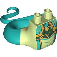 Lego Lower Body with Dark Turquoise Tail (Snake) with Robe, Dark Green Shirt, Gold Decorations print / Yellowish Green