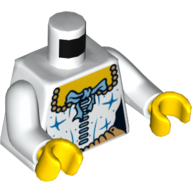Lego Torso Corset and Medium Blue Ribbon Print, White Arms, Yellow Hands / White