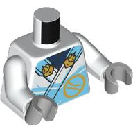 Lego Torso Robe, Medium Azure Trim, Dark Blue Scarf, Gold Decorations print, White Arms, Light Bluish Gray Hands / White