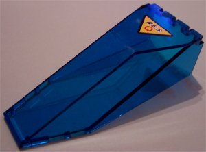 Lego Windscreen 10 x 4 x 2 1/3 Canopy with Black 'R.E.S.' and Red 'Q' on Yellow Triangle with Black Border Pattern (Sticker) - Set 6462