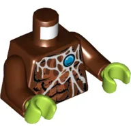 Torso, Bare Chest with Spider Web and Blue Round Jewel (Chi) Print, Reddish Brown Arms, Lime Hands / Reddish Brown