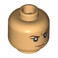 Lego Minifig Head Suki, Dark Brown Eyebrows, Frown / Open Mouth / Warm Tan