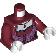 Lego Torso Corset with Lavender Trim and Dark Red Pendant Print, Dark Red Arms, White Hands / Dark Red