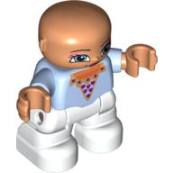 Lego Duplo Figure with Soft Hair White, White Legs, Magenta Hearts Print (Princess) / Bright Light Blue