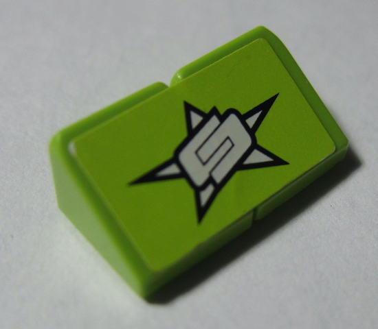 Lego Stickered Assembly 2 x 1 x 2/3 with Stylized White 'CC' on Star Pattern (Sticker) - Set 8681