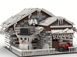 Grandfather's cottage in the cold winter