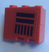 Lego Stickered Assembly 3 x 2 x 2 with 2 Black Horizontal and 6 Vertical Stripes Pattern Model Right Side (Sticker) - Set 2556
