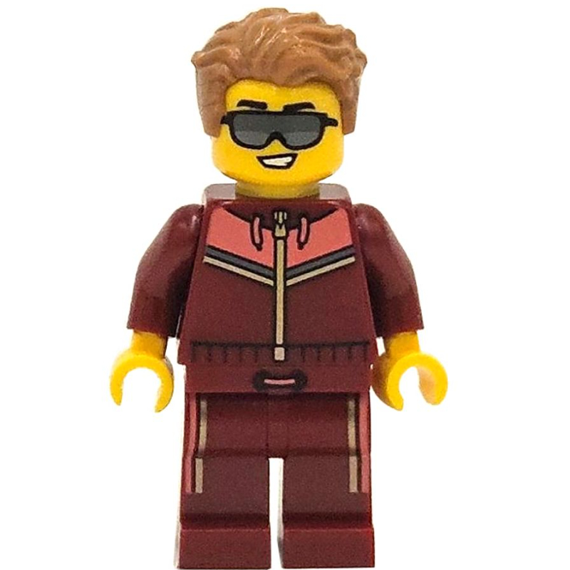 Lego Man, Dark Red Tracksuit, Sunglasses