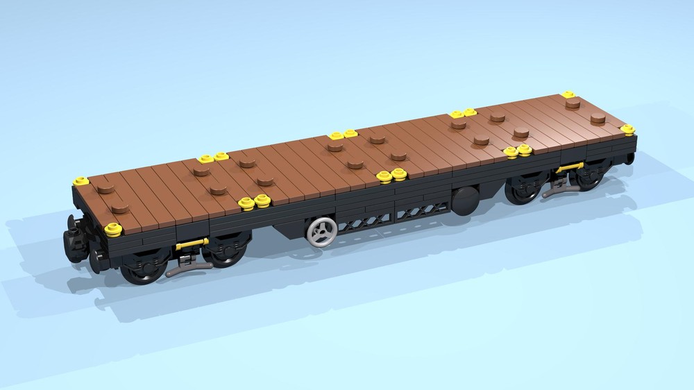 Lego 8-Wheel Container Wagon (brown, 8 studs wide)