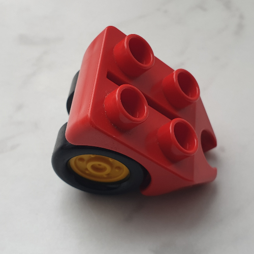 Lego Duplo Airplane Wheel with 4 Studs, with Two Wheels and Hitch / Red