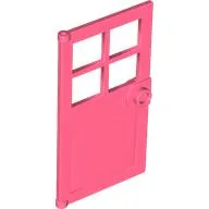 Door 1 x 4 x 6 with 4 Panes and Stud Handle / Coral