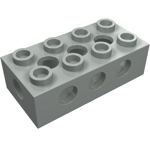Lego Technic Brick 2 x 4 with Top/Side/End Holes and Hollow Studs / Light Gray