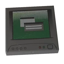 Tile 2 x 2 with Computer Monitor, No Power Switch Icon Print / White