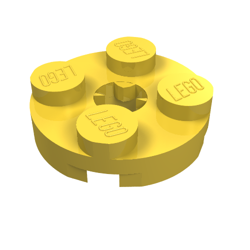 Lego Plate Round 2 x 2 with Axle Hole Type 2 (X Opening) / Yellow