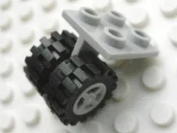 Plate, Modified 2 x 2 Thin with Dual Wheels Holder - Split Pins with Light Bluish Gray Wheels and Black Tires (4870 / 4624 / 3641)
