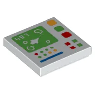 Tile 2 x 2 with Control Panel Medium Screen Spaceship, Asteroids Print / White