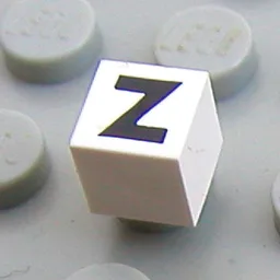 Modulex Tile 1 x 1 with Z Print - Black Lining on Top and Sides / Modulex White